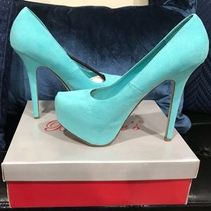 Turquoise Platform Heels Size 10